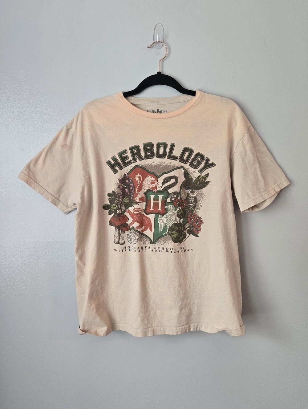 (3/$25) Harry Potter Herbology Graphic Tee Beige Botanical Hogwarts Size Large